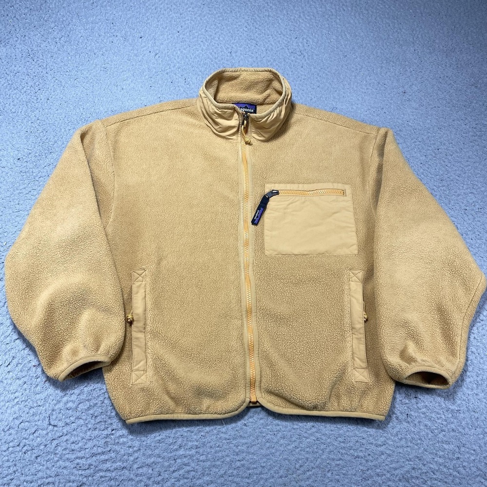 Patagonia Synchilla Jacket Womens Small Beige Fleece Bomber Full Zip Outdoor